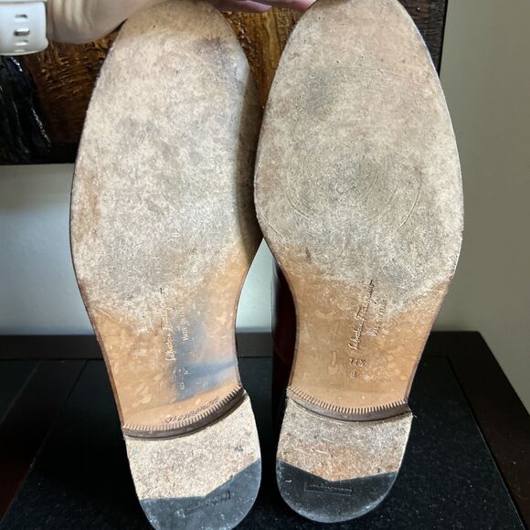 SALVATORE FERRAGAMO Brown Leather Cap Toe Oxford Shoes Men's Size 11.5 B Italy - Picture 9 of 16